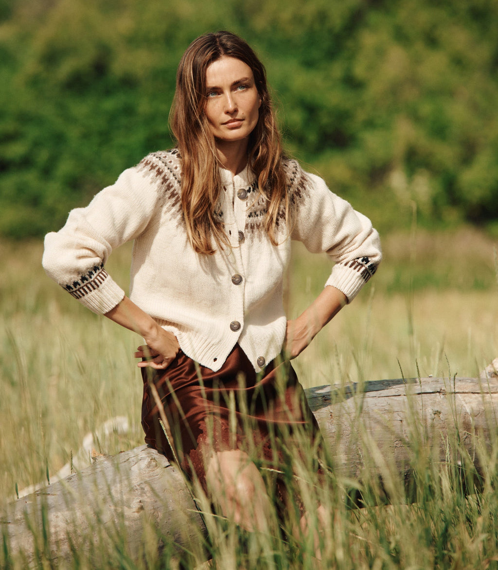 CLARKE CARDIGAN -- OATMEAL OLYMPIA FAIR ISLE