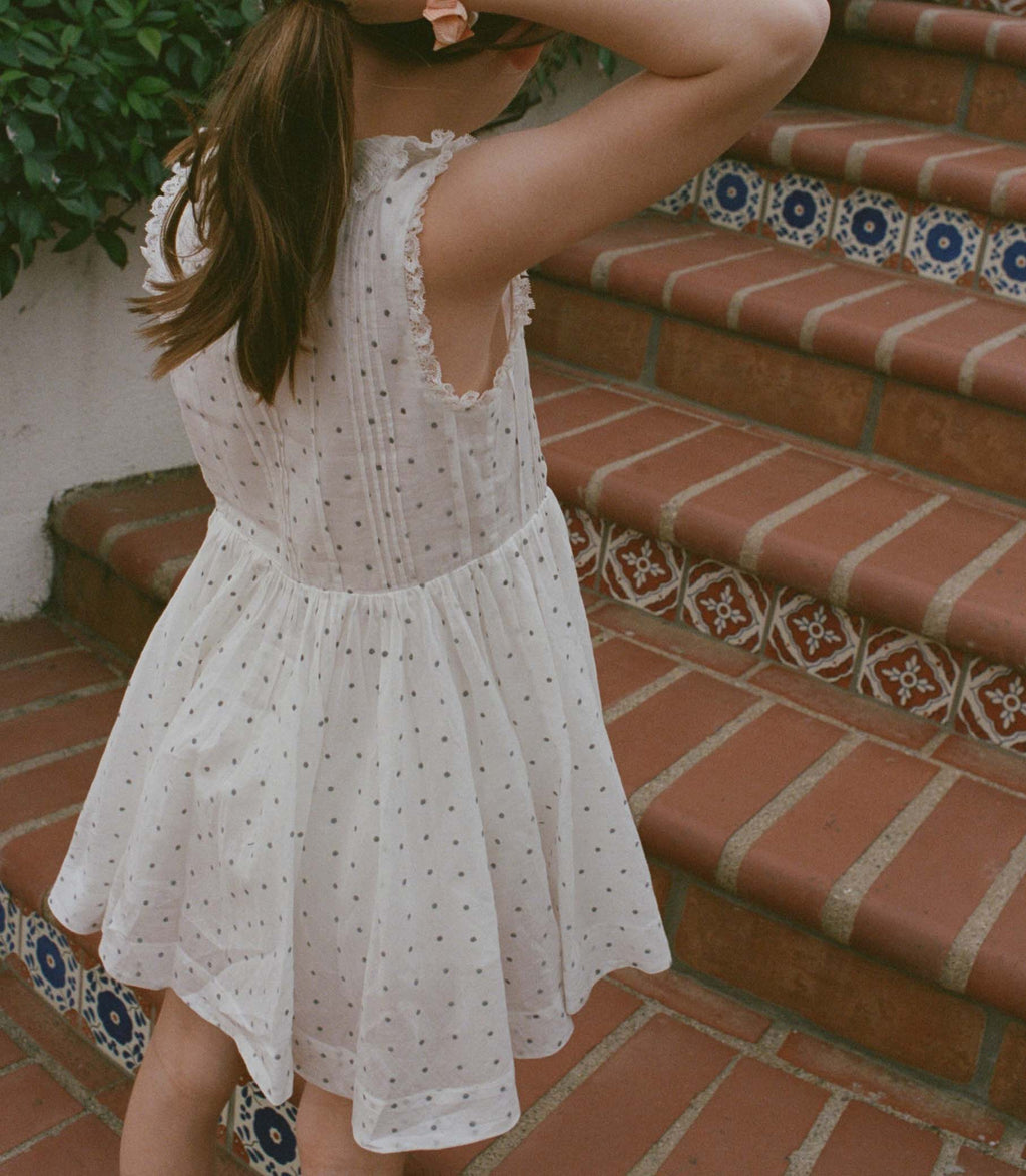 ELLY DRESS -- SALT FLOCK DOT