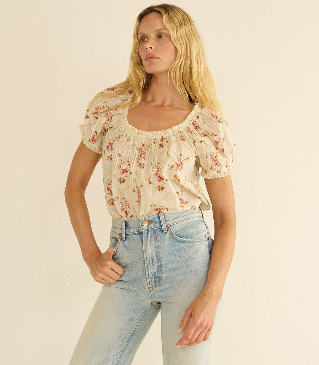 FREDERICA TOP -- BLANC PRAIRIE ROSE