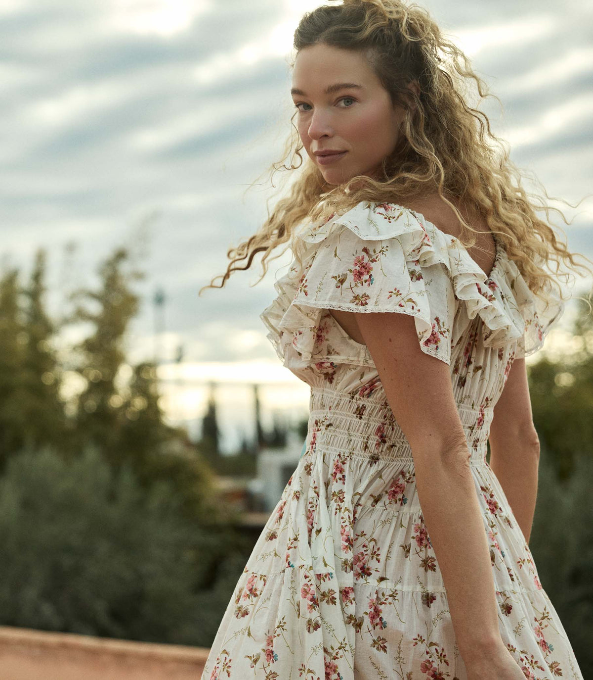 ILLIANA DRESS -- BLANC PRAIRIE ROSE