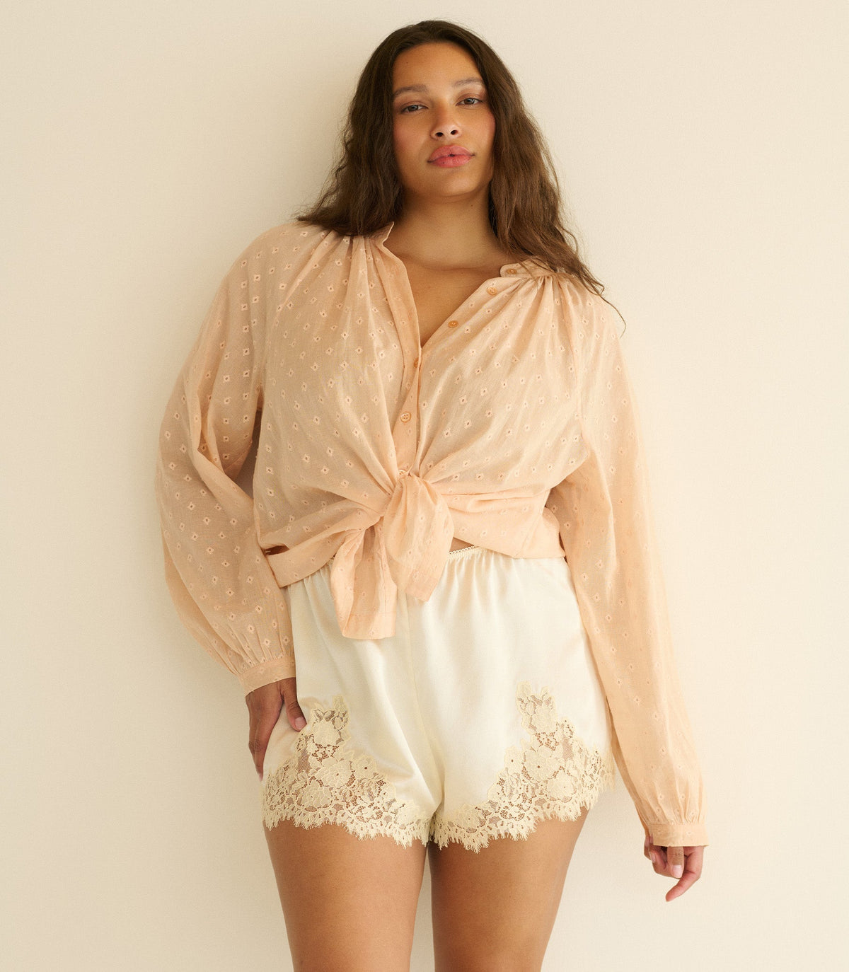 JULIENNE TOP -- PEACH SORBET MARSEILLE EMBROIDERY