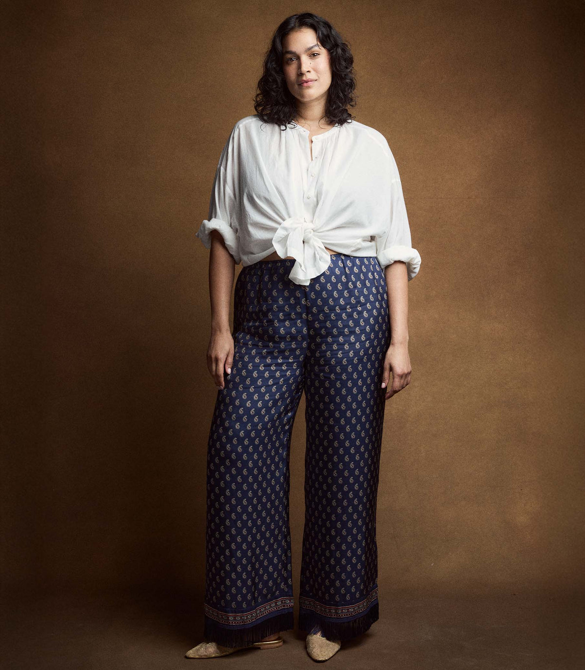LAVON FRINGE PANT -- BLEU TAORMINA PAISLEY