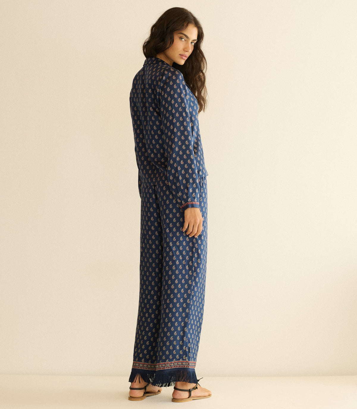 LAVON FRINGE PANT -- BLEU TAORMINA PAISLEY