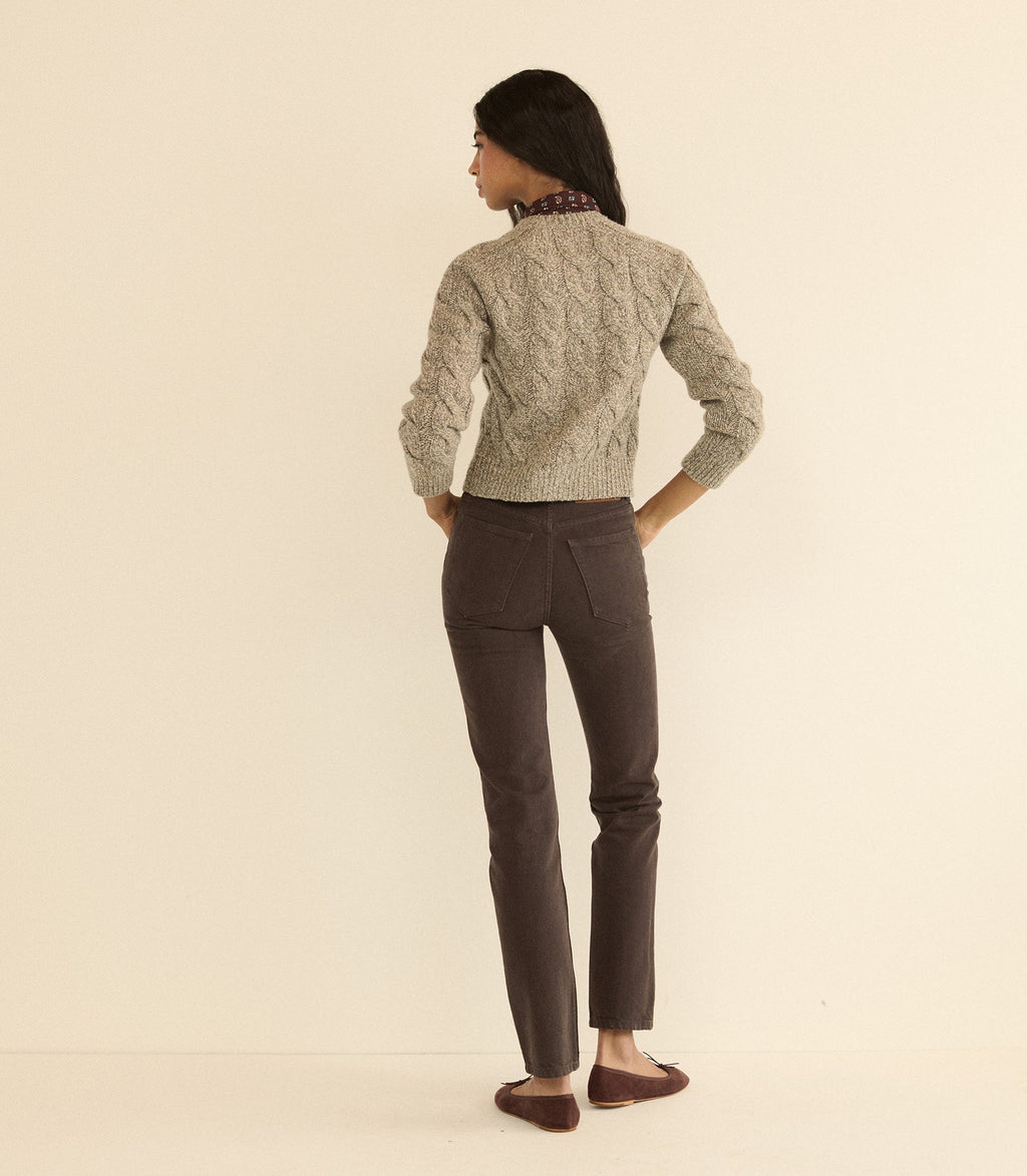 PENROSE CABLE CARDIGAN -- GRAY MARL