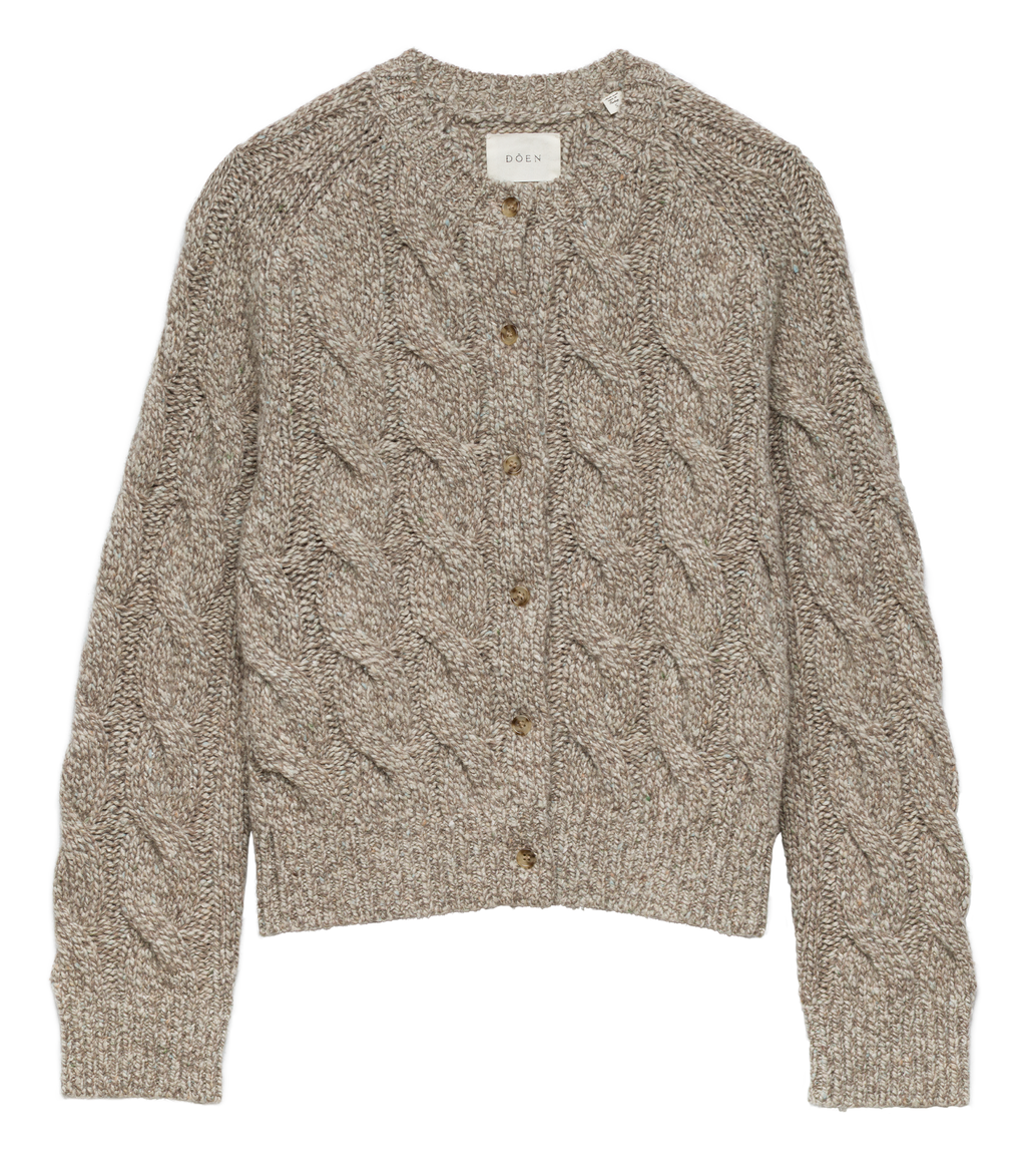 PENROSE CABLE CARDIGAN -- GRAY MARL