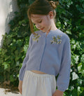 PETIT GARDENIA CASHMERE CARDIGAN -- CLEAR SKY